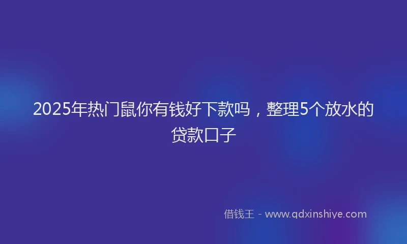 2025年热门鼠你有钱好下款吗，整理5个放水的贷款口子
