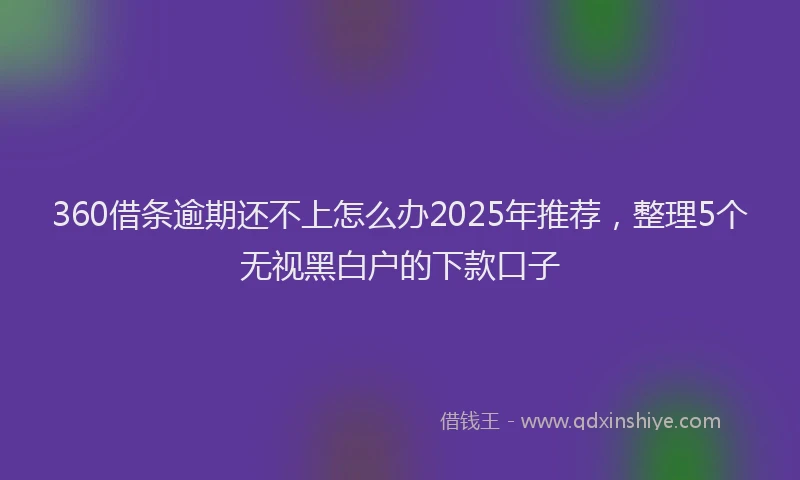 360借条逾期还不上怎么办2025年推荐，整理5个无视黑白户的下款口子