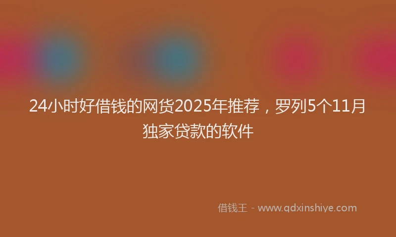24小时好借钱的网货2025年推荐，罗列5个11月独家贷款的软件