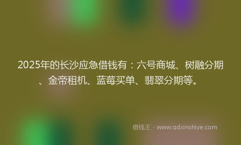 2025年的长沙应急借钱有：六号商城、树融分期、金帝租机、蓝莓买单、翡翠分期等。