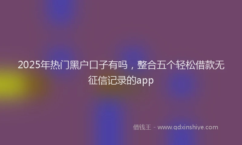 2025年热门黑户口子有吗，整合五个轻松借款无征信记录的app