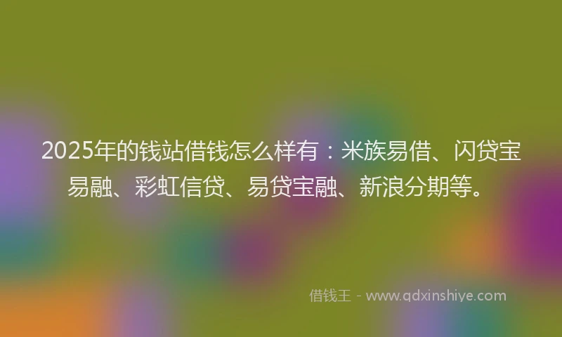2025年的钱站借钱怎么样有：米族易借、闪贷宝易融、彩虹信贷、易贷宝融、新浪分期等。