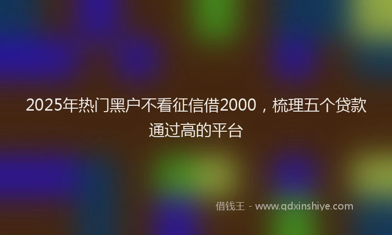 2025年热门黑户不看征信借2000，梳理五个贷款通过高的平台