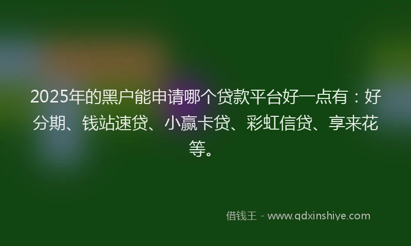 2025年的黑户能申请哪个贷款平台好一点有：好分期、钱站速贷、小赢卡贷、彩虹信贷、享来花等。