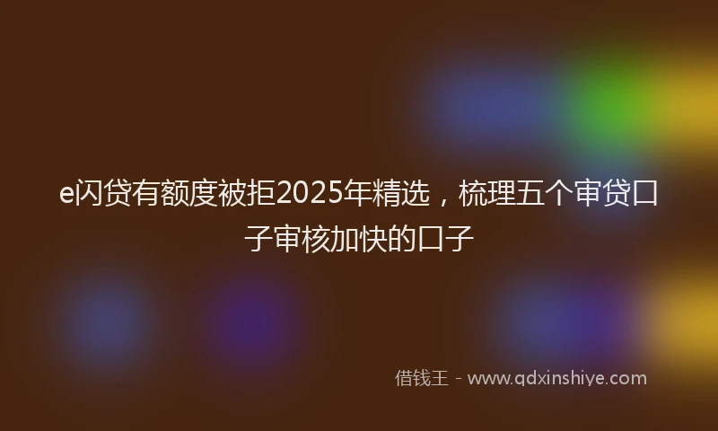 e闪贷有额度被拒2025年精选，梳理五个审贷口子审核加快的口子