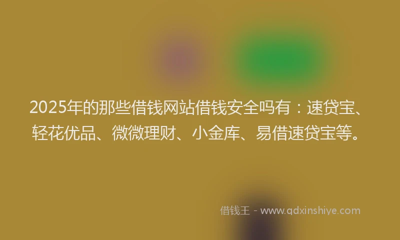 2025年的那些借钱网站借钱安全吗有：速贷宝、轻花优品、微微理财、小金库、易借速贷宝等。