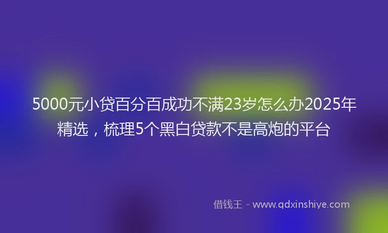 5000元小贷百分百成功不满23岁怎么办2025年精选，梳理5个黑白贷款不是高炮的平台
