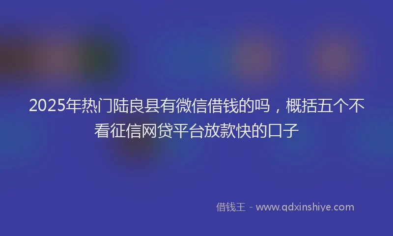 2025年热门陆良县有微信借钱的吗,概括五个不看征信网贷平台放款快的口子
