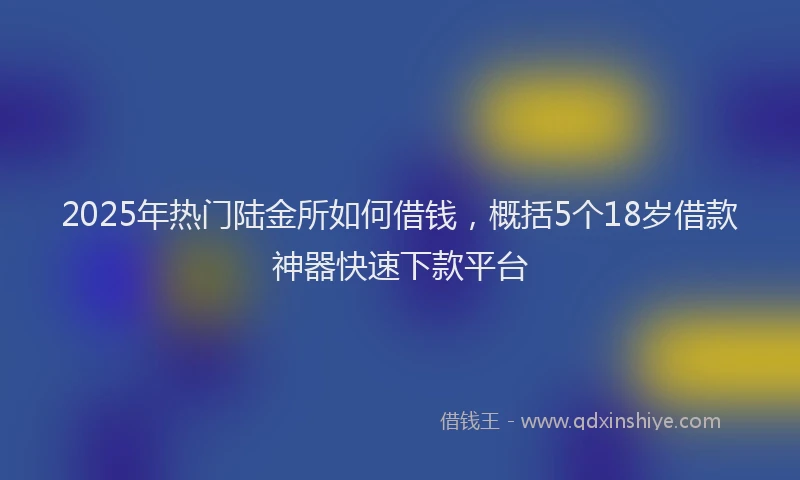 2025年热门陆金所如何借钱，概括5个18岁借款神器快速下款平台