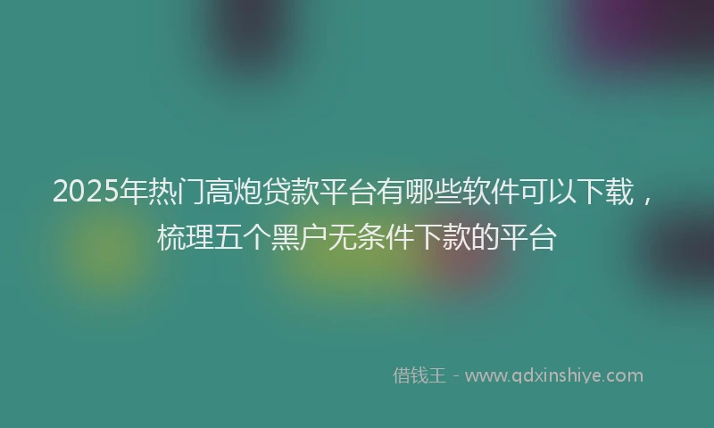 2025年热门高炮贷款平台有哪些软件可以下载，梳理五个黑户无条件下款的平台