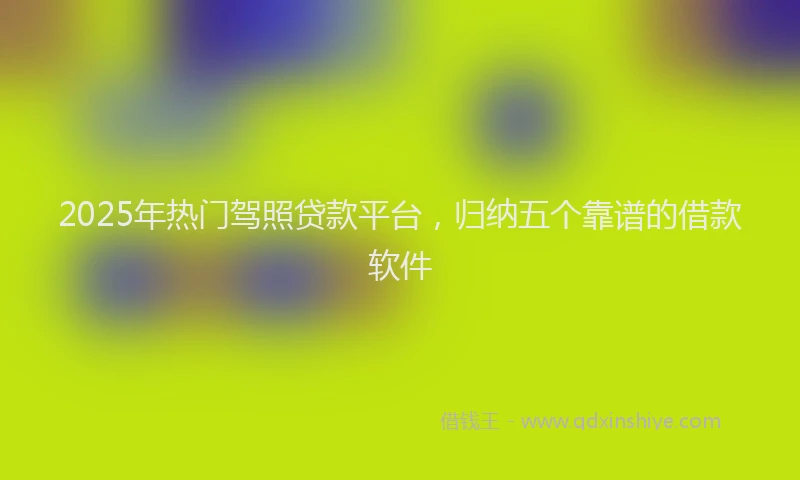 2025年热门驾照贷款平台，归纳五个靠谱的借款软件