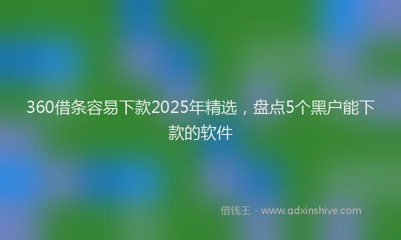 360借条容易下款2025年精选，盘点5个黑户能下款的软件