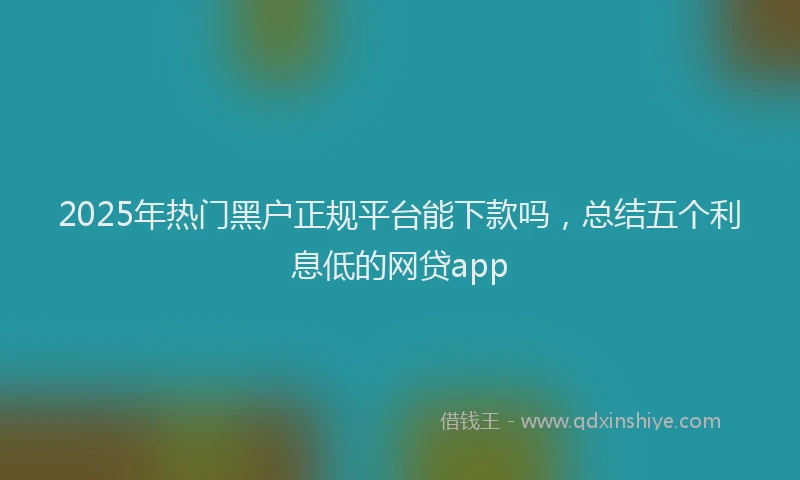 2025年热门黑户正规平台能下款吗，总结五个利息低的网贷app