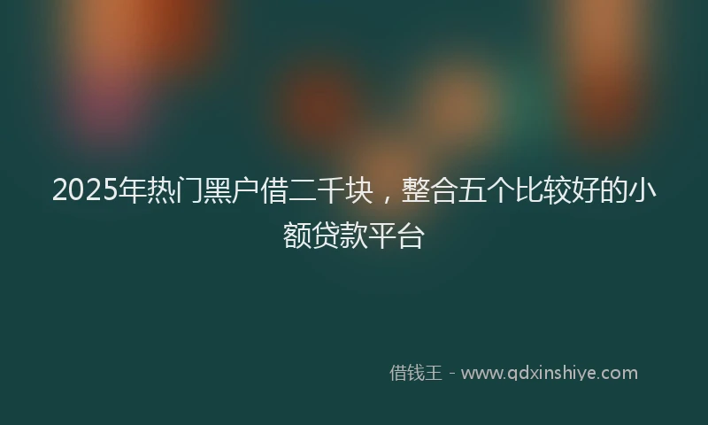 2025年热门黑户借二千块，整合五个比较好的小额贷款平台