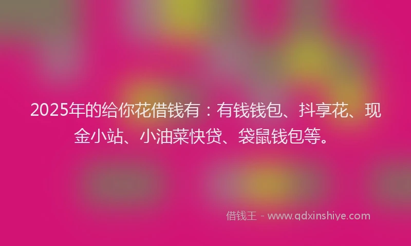 2025年的给你花借钱有：有钱钱包、抖享花、现金小站、小油菜快贷、袋鼠钱包等。
