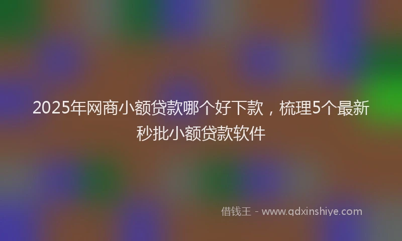 2025年网商小额贷款哪个好下款，梳理5个最新秒批小额贷款软件