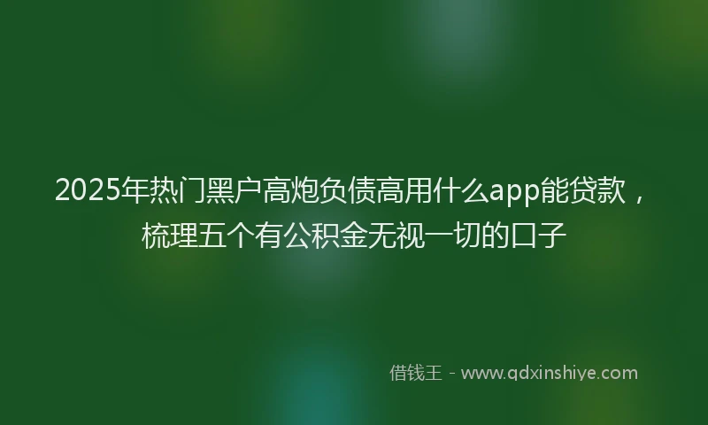 2025年热门黑户高炮负债高用什么app能贷款，梳理五个有公积金无视一切的口子