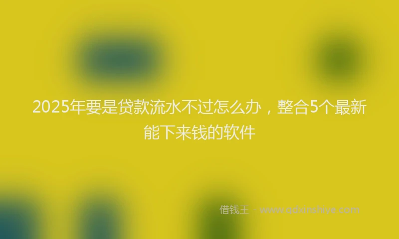 2025年要是贷款流水不过怎么办,整合5个最新能下来钱的软件