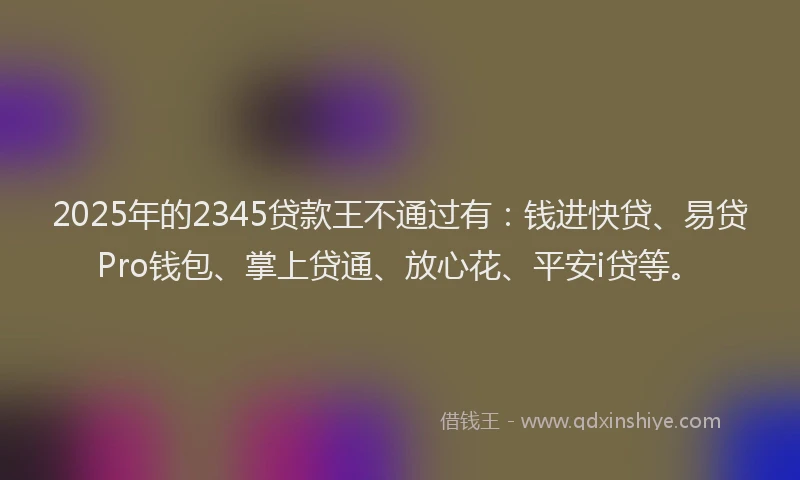 2025年的2345贷款王不通过有：钱进快贷、易贷Pro钱包、掌上贷通、放心花、平安i贷等。