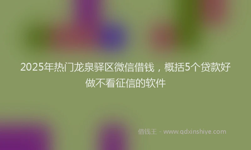 2025年热门龙泉驿区微信借钱，概括5个贷款好做不看征信的软件