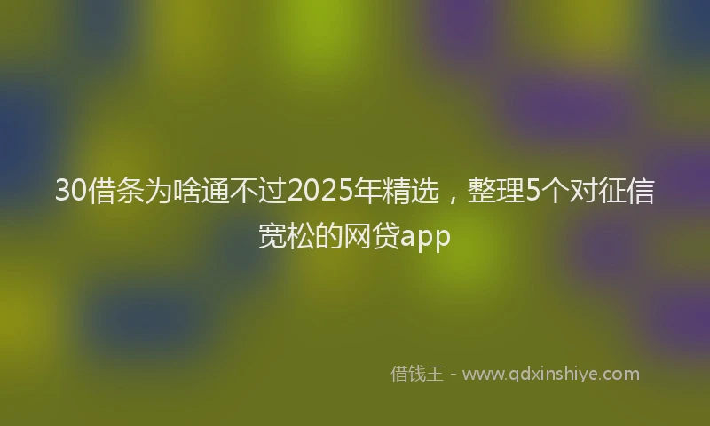 30借条为啥通不过2025年精选，整理5个对征信宽松的网贷app