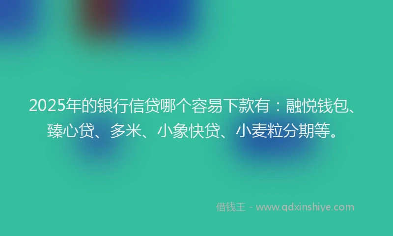 2025年的银行信贷哪个容易下款有:融悦钱包、臻心贷、多米、小象快贷、小麦粒分期等。