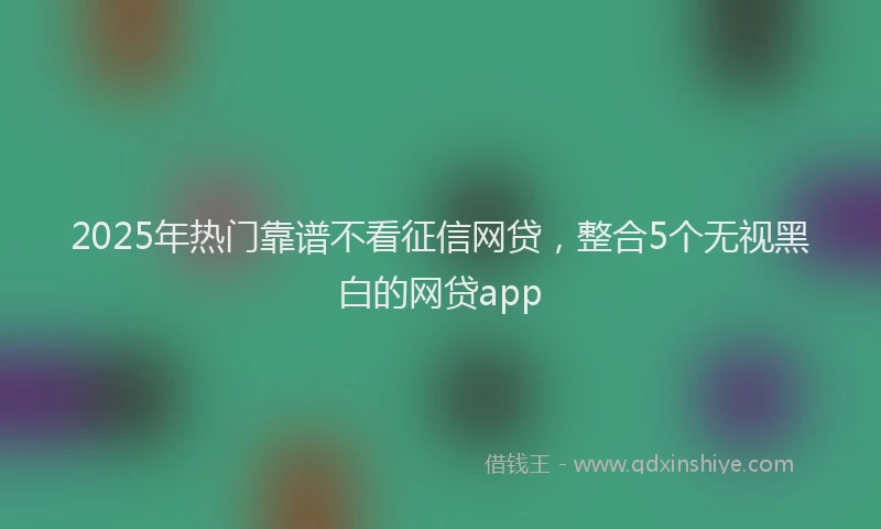2025年热门靠谱不看征信网贷，整合5个无视黑白的网贷app