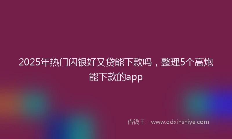 2025年热门闪银好又贷能下款吗，整理5个高炮能下款的app