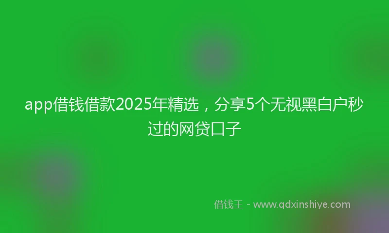 app借钱借款2025年精选，分享5个无视黑白户秒过的网贷口子