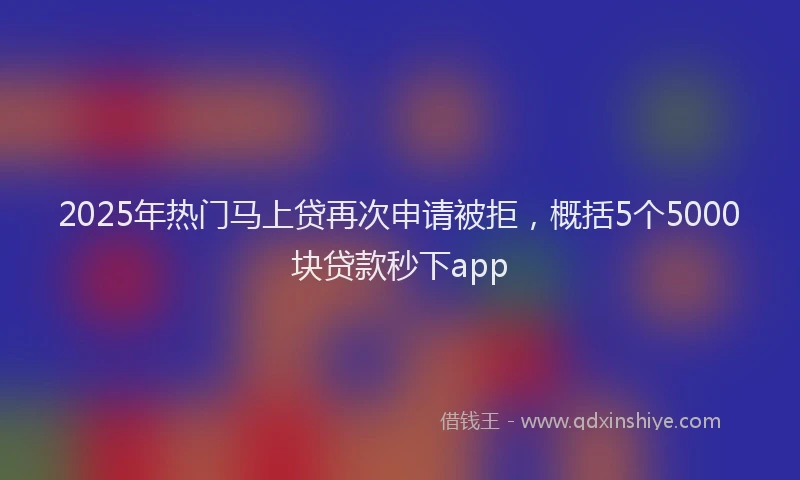 2025年热门马上贷再次申请被拒，概括5个5000块贷款秒下app