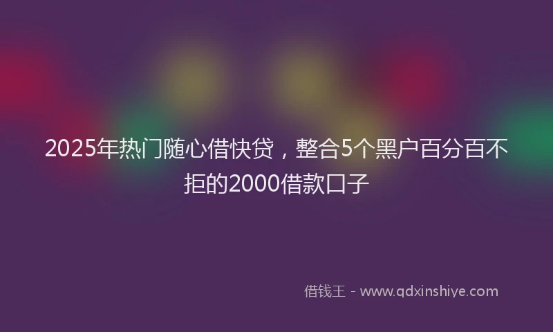 2025年热门随心借快贷，整合5个黑户百分百不拒的2000借款口子