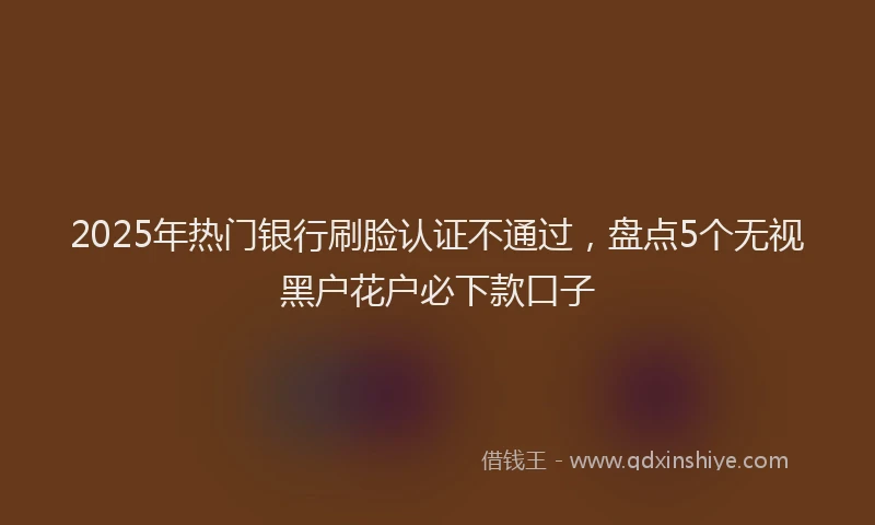 2025年热门银行刷脸认证不通过，盘点5个无视黑户花户必下款口子