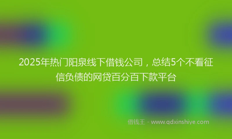 2025年热门阳泉线下借钱公司，总结5个不看征信负债的网贷百分百下款平台