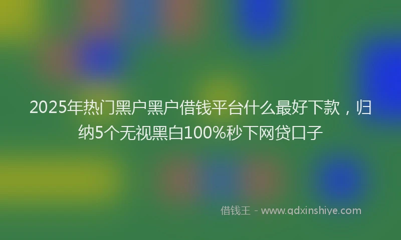 2025年热门黑户黑户借钱平台什么最好下款，归纳5个无视黑白100%秒下网贷口子
