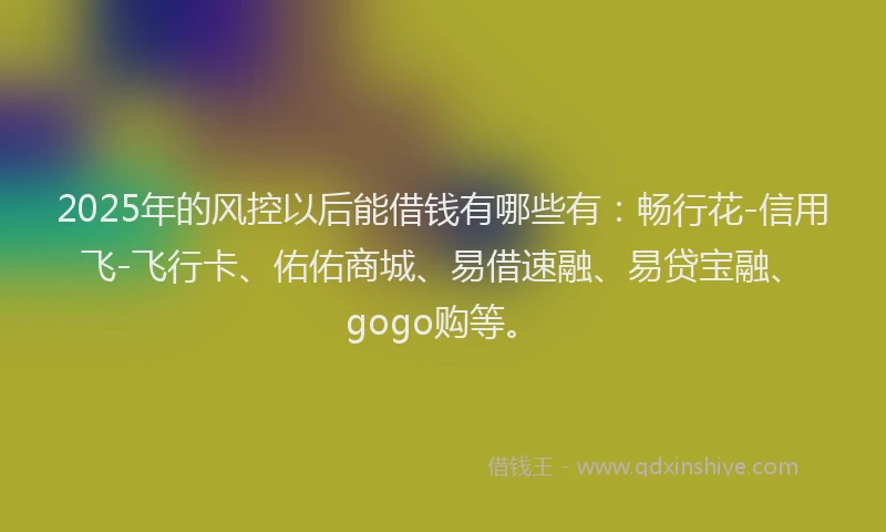 2025年的风控以后能借钱有哪些有：畅行花-信用飞-飞行卡、佑佑商城、易借速融、易贷宝融、gogo购等。