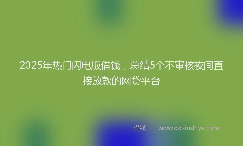 2025年热门闪电版借钱,总结5个不审核夜间直接放款的网贷平台