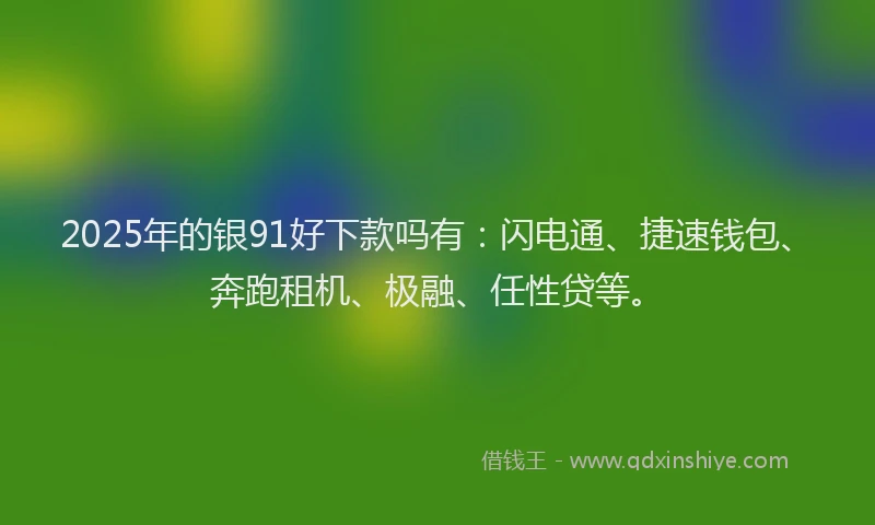 2025年的银91好下款吗有：闪电通、捷速钱包、奔跑租机、极融、任性贷等。