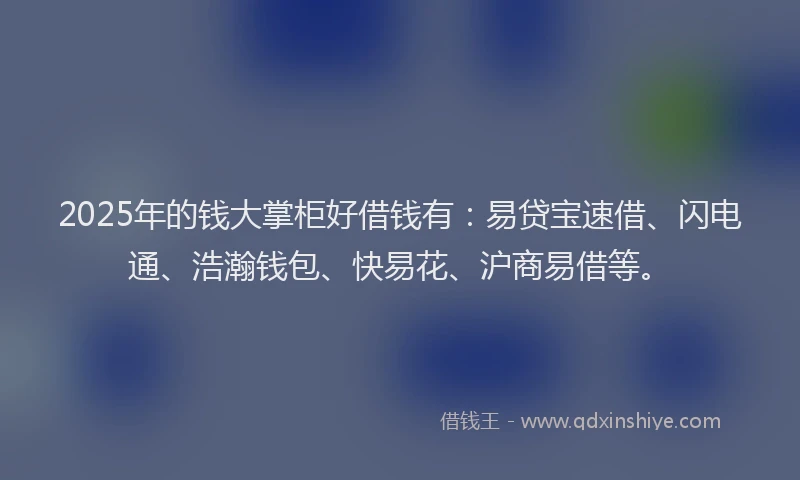 2025年的钱大掌柜好借钱有：易贷宝速借、闪电通、浩瀚钱包、快易花、沪商易借等。