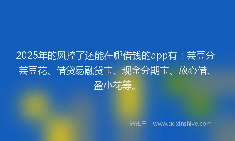 2025年的风控了还能在哪借钱的app有：芸豆分-芸豆花、借贷易融贷宝、现金分期宝、放心借、盈小花等。