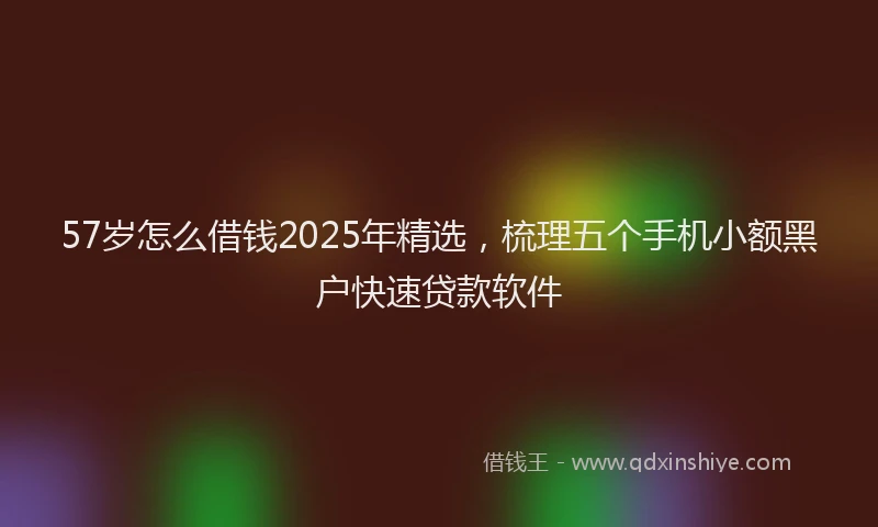 57岁怎么借钱2025年精选，梳理五个手机小额黑户快速贷款软件