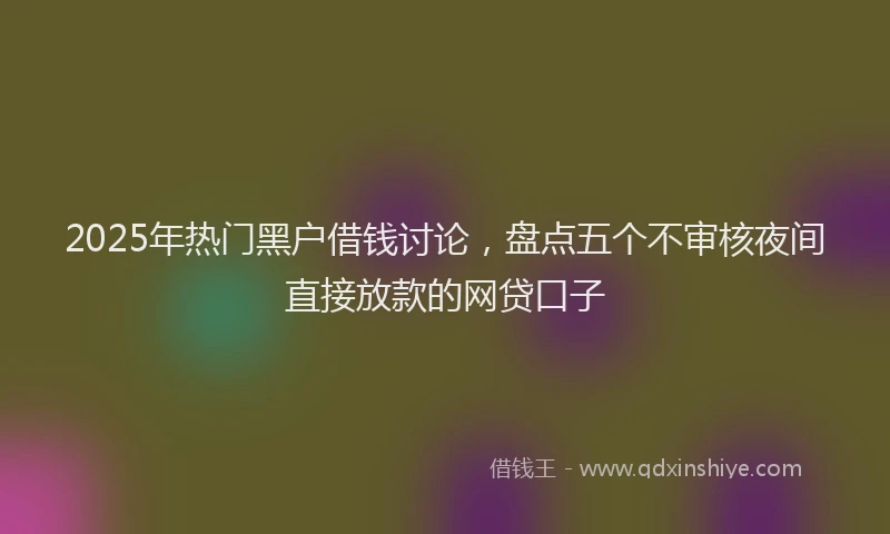 2025年热门黑户借钱讨论，盘点五个不审核夜间直接放款的网贷口子