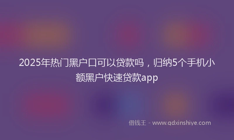 2025年热门黑户口可以贷款吗，归纳5个手机小额黑户快速贷款app