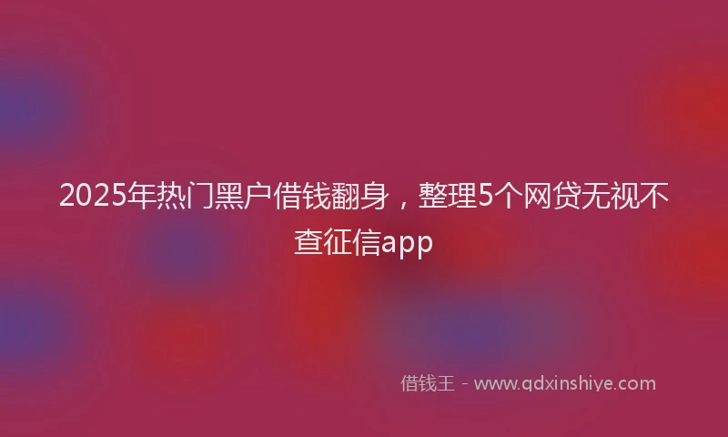 2025年热门黑户借钱翻身，整理5个网贷无视不查征信app