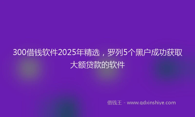 300借钱软件2025年精选，罗列5个黑户成功获取大额贷款的软件
