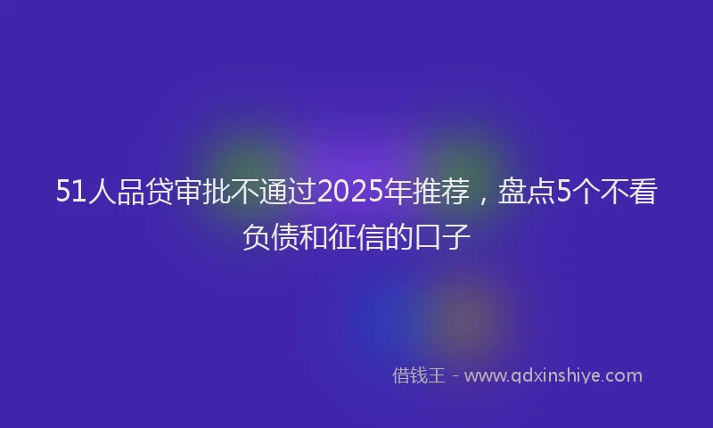 51人品贷审批不通过2025年推荐，盘点5个不看负债和征信的口子
