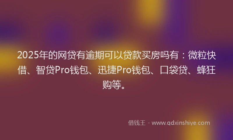 2025年的网贷有逾期可以贷款买房吗有：微粒快借、智贷Pro钱包、迅捷Pro钱包、口袋贷、蜂狂购等。