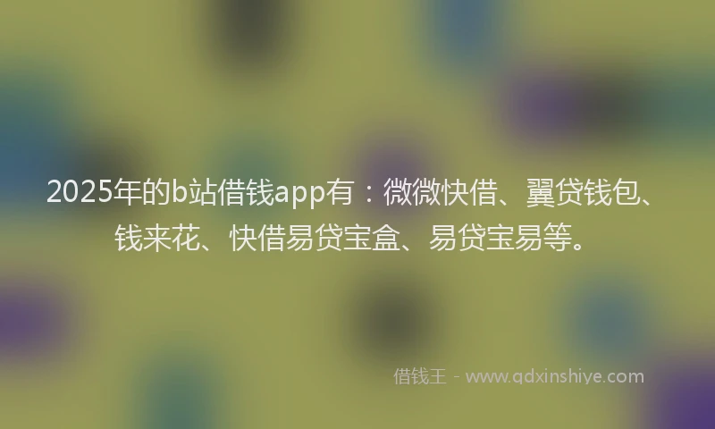 2025年的b站借钱app有：微微快借、翼贷钱包、钱来花、快借易贷宝盒、易贷宝易等。