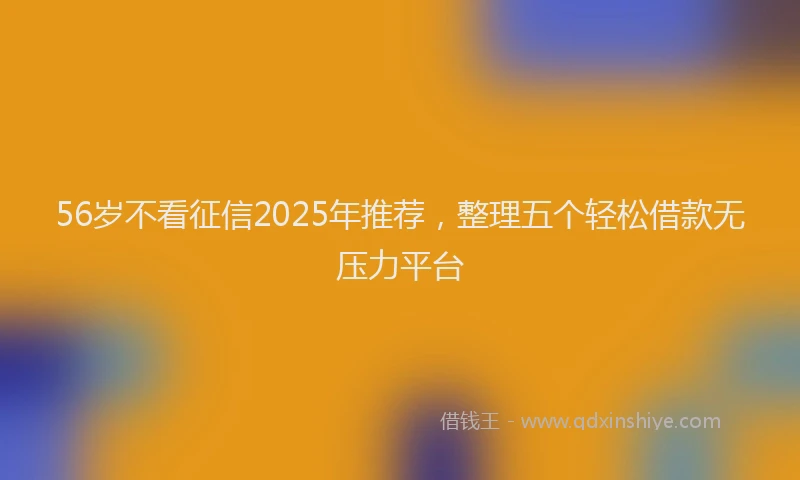 56岁不看征信2025年推荐，整理五个轻松借款无压力平台