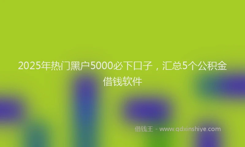 2025年热门黑户5000必下口子，汇总5个公积金借钱软件