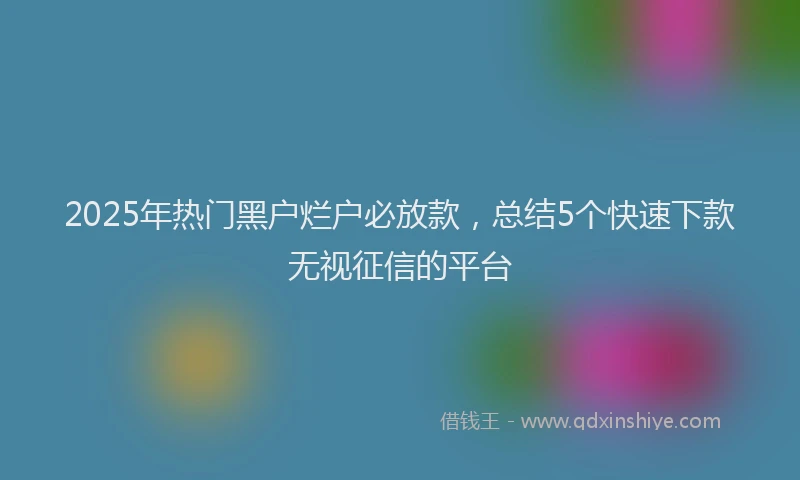 2025年热门黑户烂户必放款，总结5个快速下款无视征信的平台